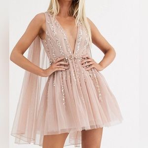 embellished tulle mini dress